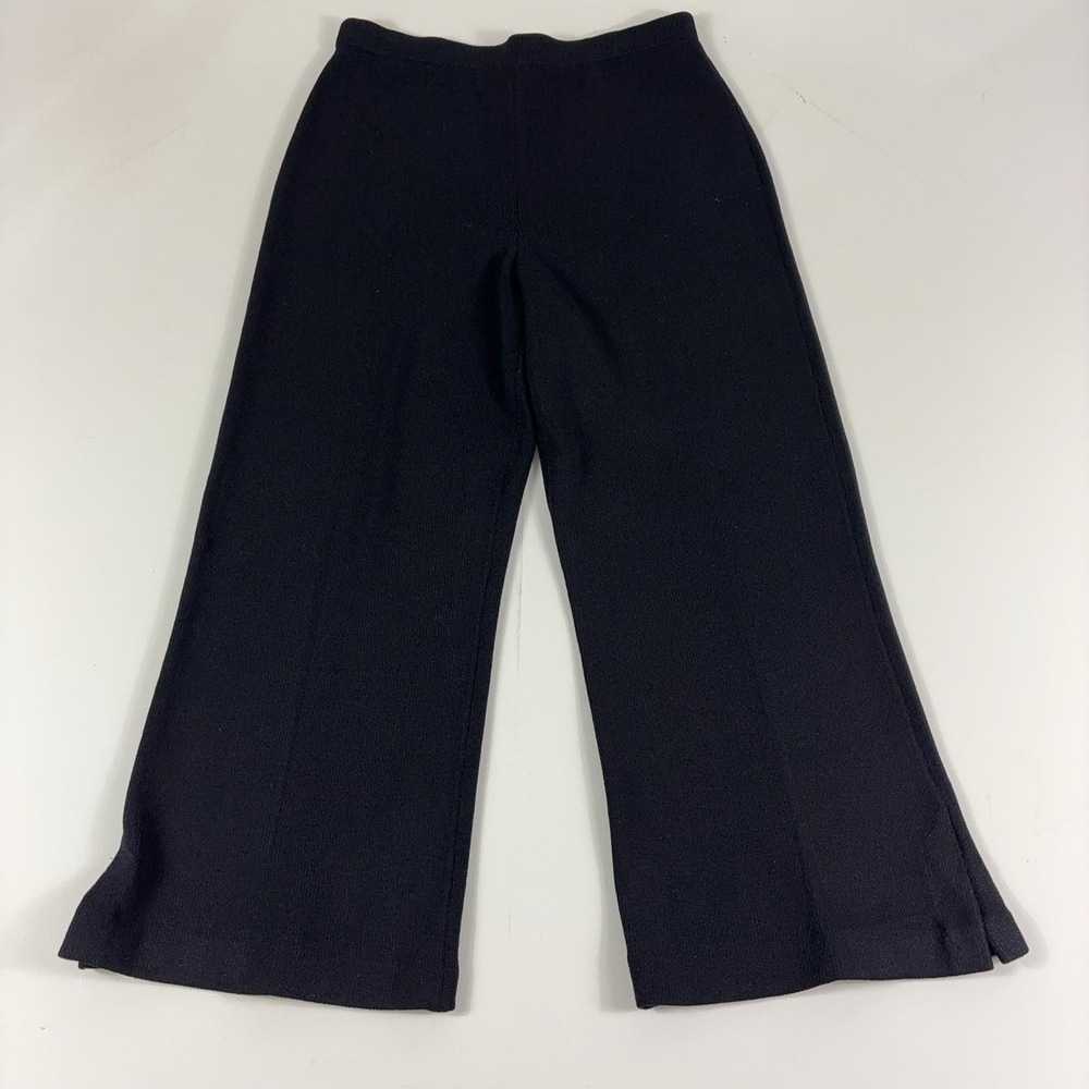 St John Collection Marie Gray Santana Knit Pants Women's 14 Black Flare USA